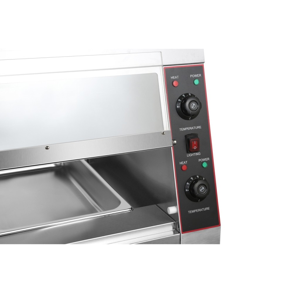 Commercial Two-Tier Heated Showcase Food and Chicken Warmer 2200x760x860mm Countertop Dry Heat and Wet Heat | Stalwart DA-HW6PC