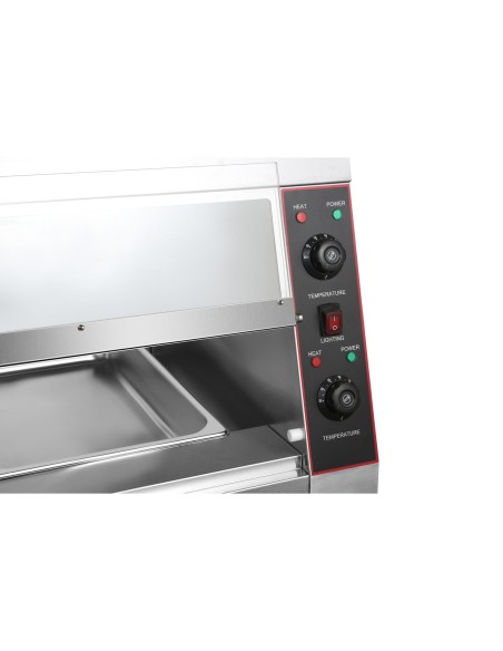 Commercial Two-Tier Heated Showcase Food and Chicken Warmer 2200x760x860mm Countertop Dry Heat and Wet Heat | Stalwart DA-HW6PC