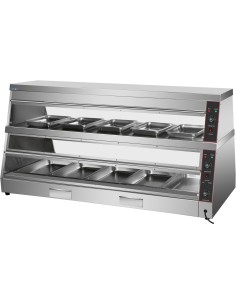 Commercial Two-Tier Heated Showcase Food and Chicken Warmer 1500x760x860mm Countertop Dry Heat and Wet Heat | Stalwart DA-HW6PA