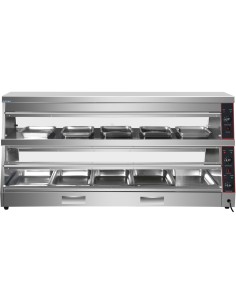 Commercial Two-Tier Heated Showcase Food and Chicken Warmer 1500x760x860mm Countertop Dry Heat and Wet Heat | Stalwart DA-HW6PA 2