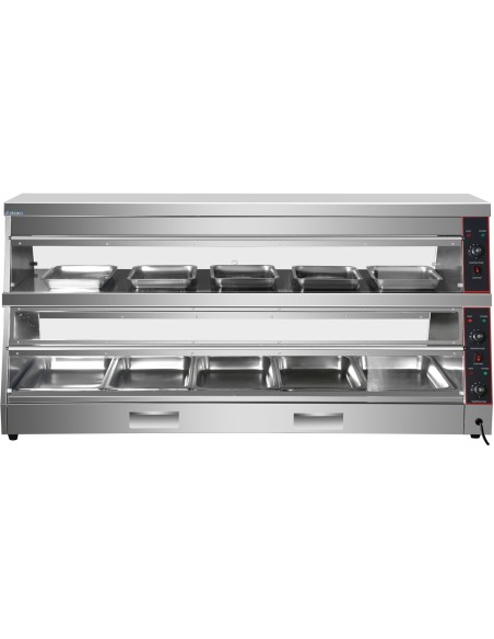 Commercial Two-Tier Heated Showcase Food and Chicken Warmer 1500x760x860mm Countertop Dry Heat and Wet Heat | Stalwart DA-HW6PA
