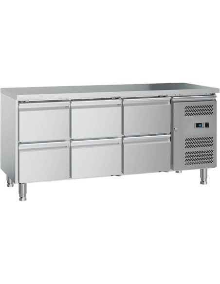Commercial Refrigerated Counter 6 Drawers GN1/1 1600x700x650mm | Stalwart DA-GXX616
