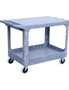 Professional Heavy Duty 2-Tier Plastic Utility Trolley with Raised Edge Top & 227kg Capacity 950x650mm | Stalwart DA-PSC95652