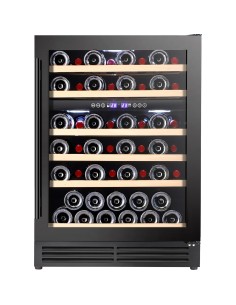 Commercial Wine Cooler 6 Shelves 138 Litres 46 Bottles Dual Temperature Zones Compressor Cooling 595x575x820mm Black | Stalwart 2