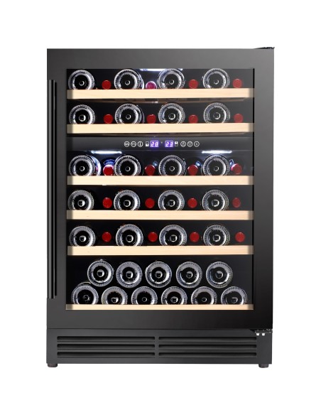 Commercial Wine Cooler 6 Shelves 138 Litres 46 Bottles Dual Temperature Zones Compressor Cooling 595x575x820mm Black | Stalwart