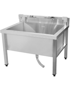 Commercial Stainless Steel Mop Sink with Low Rack & 2-in-1 Mop Holder 800x600x550mm | Stalwart DA-SMSJYLR8060