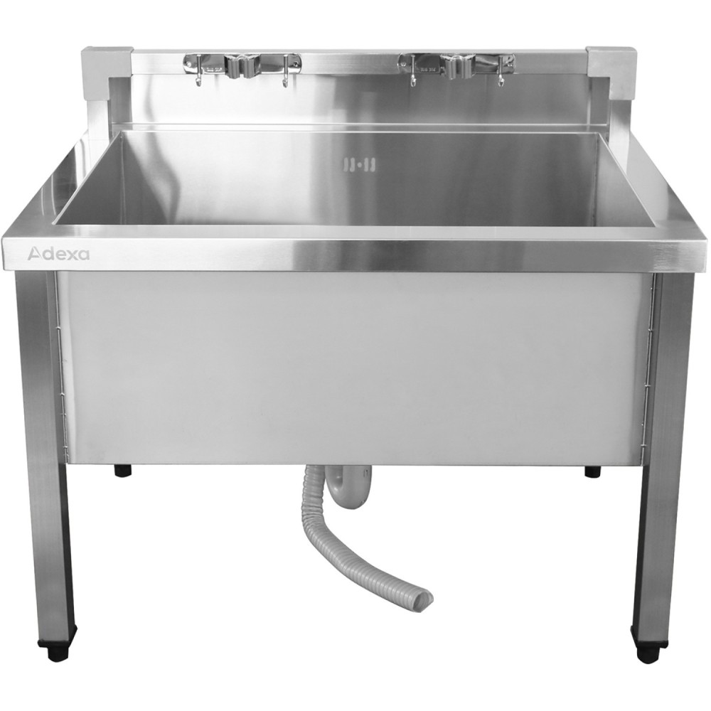 Commercial Stainless Steel Mop Sink with Low Rack & 2-in-1 Mop Holder 800x600x550mm | Stalwart DA-SMSJYLR8060