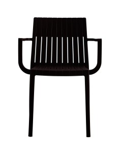 Bistro Dining Chair Slatted Back with Armrests Polypropylene Indoors &amp Outdoors 570x420x800mm Black | Stalwart DA-P185BLACK 2