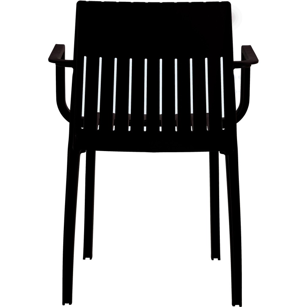 Bistro Dining Chair Slatted Back with Armrests Polypropylene Indoors &amp Outdoors 570x420x800mm Black | Stalwart DA-P185BLACK