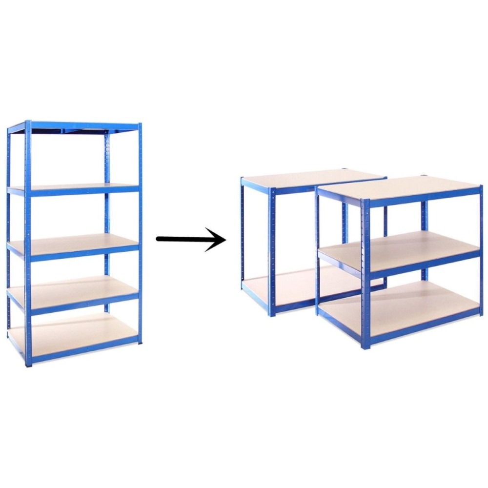 Industrial Shelving Unit Medium duty 900x400x1800mm 5 shelves 175 kg/shelf Powder coated steel | DA-P9040