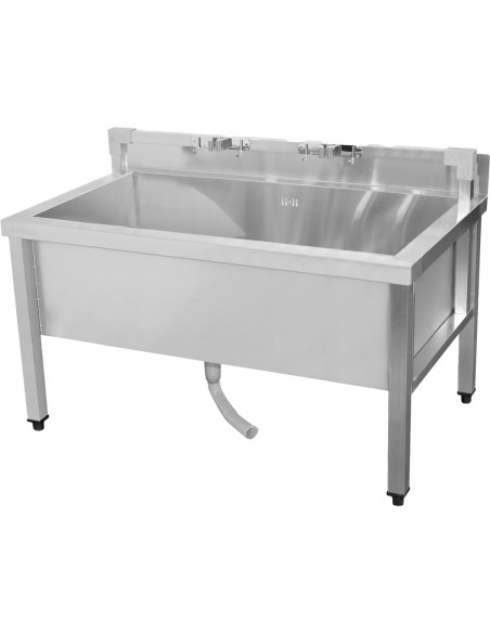 Commercial Stainless Steel Mop Sink with Low Rack & 2-in-1 Mop Holder 1000x600x550mm | Stalwart DA-SMSJYLR10060