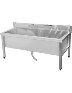 Commercial Stainless Steel Mop Sink with Low Rack & 2-in-1 Mop Holder 1200x600x550mm | Stalwart DA-SMSJYLR12060