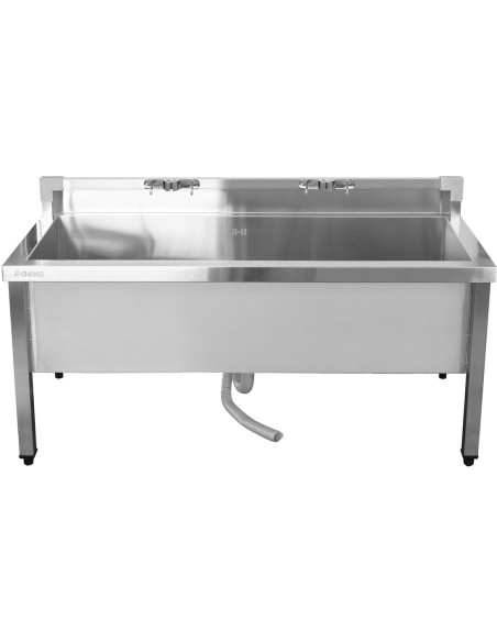 Commercial Stainless Steel Mop Sink with Low Rack & 2-in-1 Mop Holder 1200x600x550mm | Stalwart DA-SMSJYLR12060