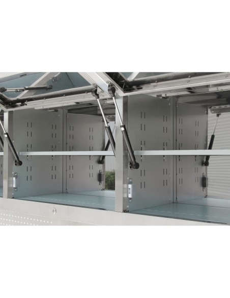 Heavy Duty Steel Rolling Tool Chest with Wooden Worktop 15 Drawers 3 Overhead Cabinets 1978x510x1828mm Stainless Steel | Stalwar