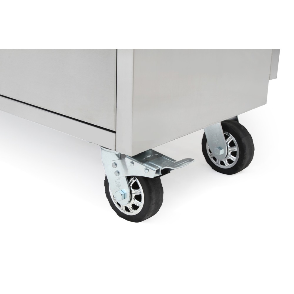 Heavy Duty Steel Rolling Tool Chest with Wooden Worktop 15 Drawers 3 Overhead Cabinets 1978x510x1828mm Stainless Steel | Stalwar