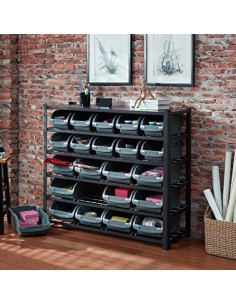 Professional Heavy Duty 5-Tier Bin Rack with 22 Plastic Storage Bins 1120x390x1010mm | Stalwart DA-SBRHD2250 2