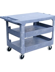 Professional Heavy Duty 3-Tier Plastic Utility Trolley with Flat Top & 227kg Capacity 920x640mm | Stalwart DA-PFC92643A