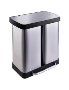 Commercial Pedal Double Waste Bin 2x36 Litres Satin Surface 590x362x616mm | Stalwart DA-JY9127
