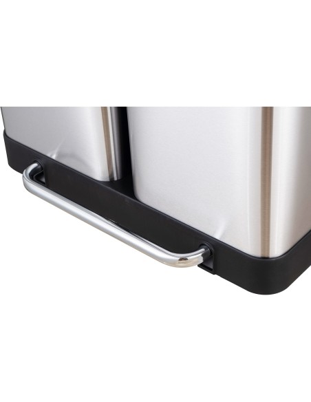 Commercial Pedal Double Waste Bin 2x36 Litres Satin Surface 590x362x616mm | Stalwart DA-JY9127