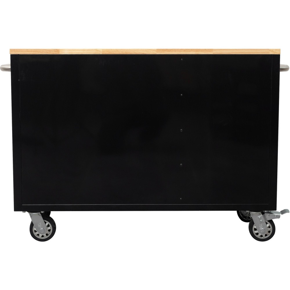 Heavy Duty Steel Rolling Tool Chest with Wooden Worktop 6 Drawers 1 Side Cabinet 1355x482x880mm Black | Stalwart DA-482038ABLACK