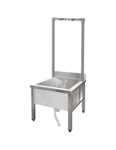 Commercial Stainless Steel Mop Sink with High Rack & 2-in-1 Mop Holder 600x600x550mm | Stalwart DA-SMSJYHR6060