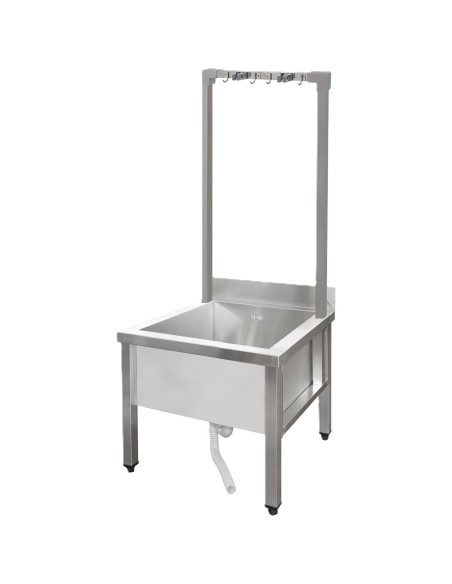 Commercial Stainless Steel Mop Sink with High Rack & 2-in-1 Mop Holder 600x600x550mm | Stalwart DA-SMSJYHR6060