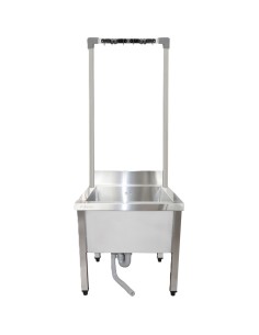 Commercial Stainless Steel Mop Sink with High Rack & 2-in-1 Mop Holder 600x600x550mm | Stalwart DA-SMSJYHR6060 2