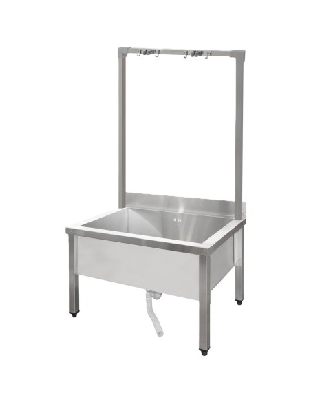 Commercial Stainless Steel Mop Sink with High Rack & 2-in-1 Mop Holder 800x600x550mm | Stalwart DA-SMSJYHR8060