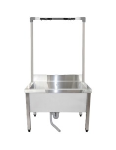 Commercial Stainless Steel Mop Sink with High Rack & 2-in-1 Mop Holder 800x600x550mm | Stalwart DA-SMSJYHR8060 2