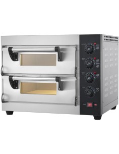 Commercial Pizza Oven Electric 2 chambers 400x400mm 350°C Mechanical controls 5.2kW 230V 600x520x480mm | Stalwart DA-PS442