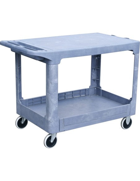 Professional Heavy Duty 2-Tier Plastic Utility Trolley with Raised Edge Top & 227kg Capacity 790x430mm | Stalwart DA-PSC79432