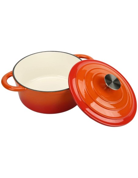 Orange 24cm 5.2 litres Enameled Cast iron Casserole Dish Round | DAA24DQO