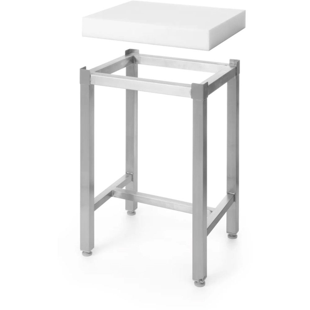 Commercial Stainless Steel Cutting Board Stand with Polyethylene Chopping Block 500x400x750mm | Stalwart DA-WH505670