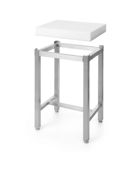 Commercial Stainless Steel Cutting Board Stand with Polyethylene Chopping Block 500x400x750mm | Stalwart DA-WH505670