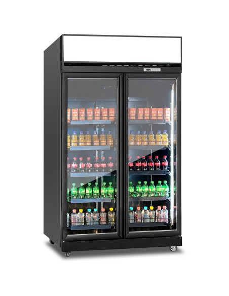 Commercial Top-Mounted Upright Display Freezer with Double Glass Door 985 Litres Black | Stalwart DA-KLD1253BLACK