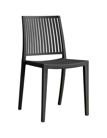 Bistro Dining Chair Vertical Slat Backrest Polypropylene Indoors &amp Outdoors 420x400x810mm Black | Stalwart DA-P190BLACK