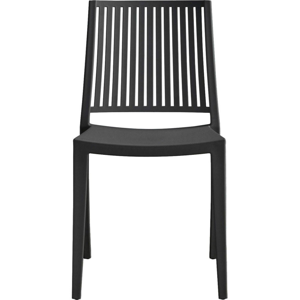 Bistro Dining Chair Vertical Slat Backrest Polypropylene Indoors &amp Outdoors 420x400x810mm Black | Stalwart DA-P190BLACK