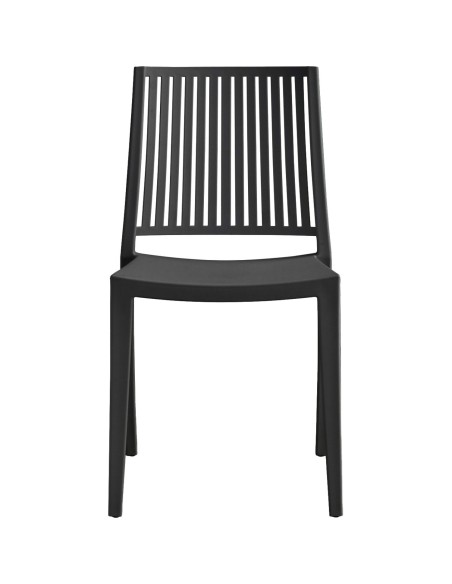 Bistro Dining Chair Vertical Slat Backrest Polypropylene Indoors &amp Outdoors 420x400x810mm Black | Stalwart DA-P190BLACK