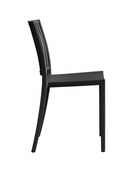 Bistro Dining Chair Vertical Slat Backrest Polypropylene Indoors &amp Outdoors 420x400x810mm Black | Stalwart DA-P190BLACK