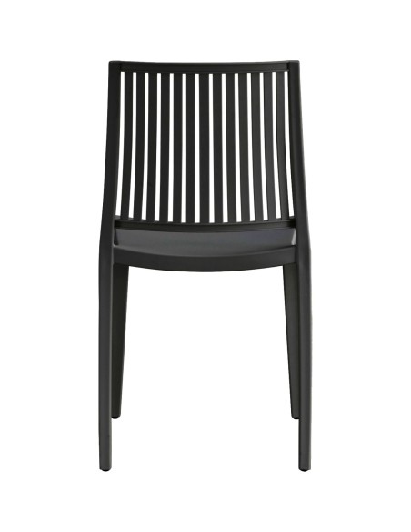 Bistro Dining Chair Vertical Slat Backrest Polypropylene Indoors &amp Outdoors 420x400x810mm Black | Stalwart DA-P190BLACK
