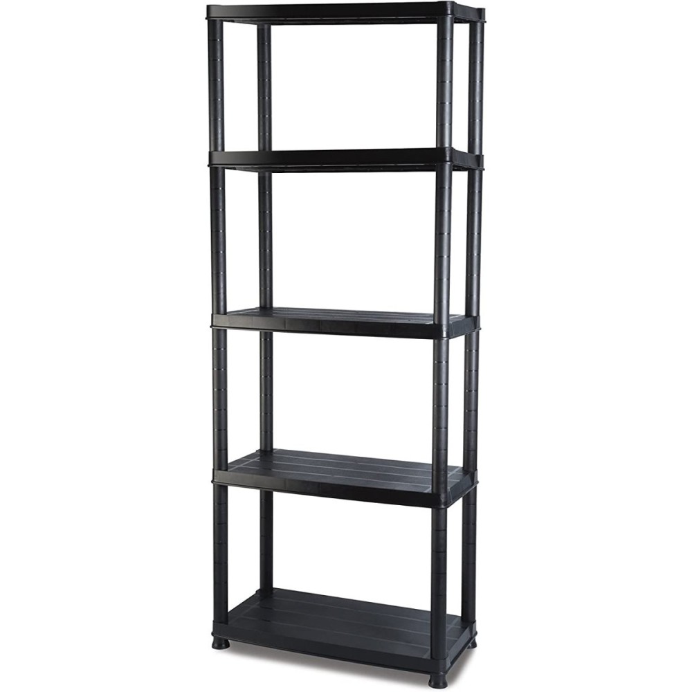 Professional Plastic Shelving Unit 5 tier Black 600x300x1735mm | Stalwart DA-P5T