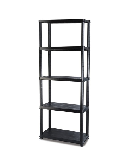 Professional Plastic Shelving Unit 5 tier Black 600x300x1735mm | Stalwart DA-P5T