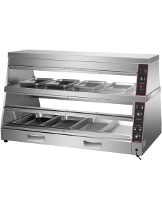 Commercial Two-Tier Heated Showcase Food and Chicken Warmer 1500x760x860mm Countertop Dry Heat and Wet Heat | Stalwart DA-HW6P