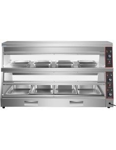 Commercial Two-Tier Heated Showcase Food and Chicken Warmer 1500x760x860mm Countertop Dry Heat and Wet Heat | Stalwart DA-HW6P 2