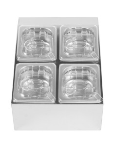 Commercial Condiment Holder including 4xGN1/6-100mm pans & fliptop lids | Stalwart DA-CHD04BPCFL 2