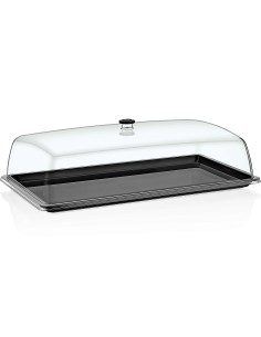 Polycarbonate Gastronorm Tray with Dome Cover GN1/1 Depth 20mm Black | Stalwart DA-GF11-GFT11B