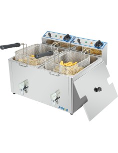 Commercial Electric Deep Fryer Countertop Double Tank 2x8 Litres 530x450x360mm | Stalwart DA-AFR004