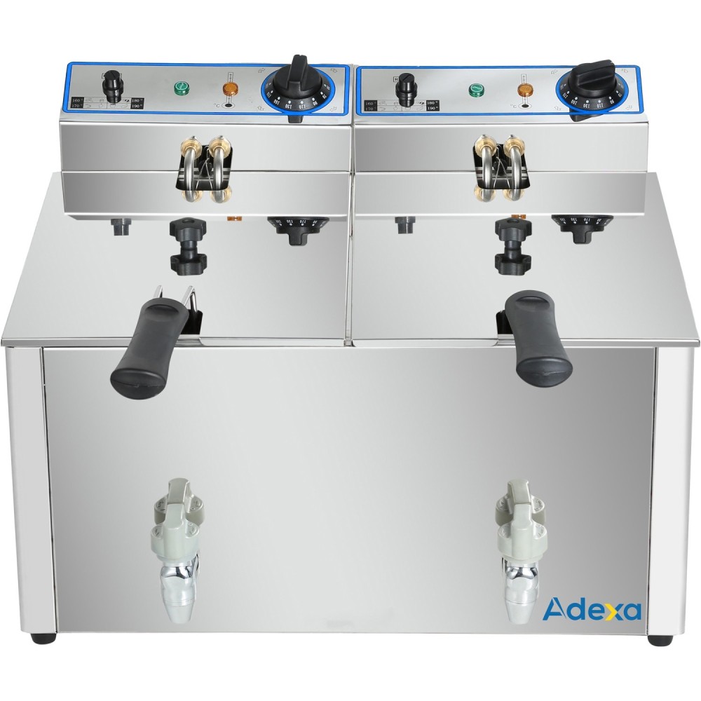 Commercial Electric Deep Fryer Countertop Double Tank 2x8 Litres 530x450x360mm | Stalwart DA-AFR004