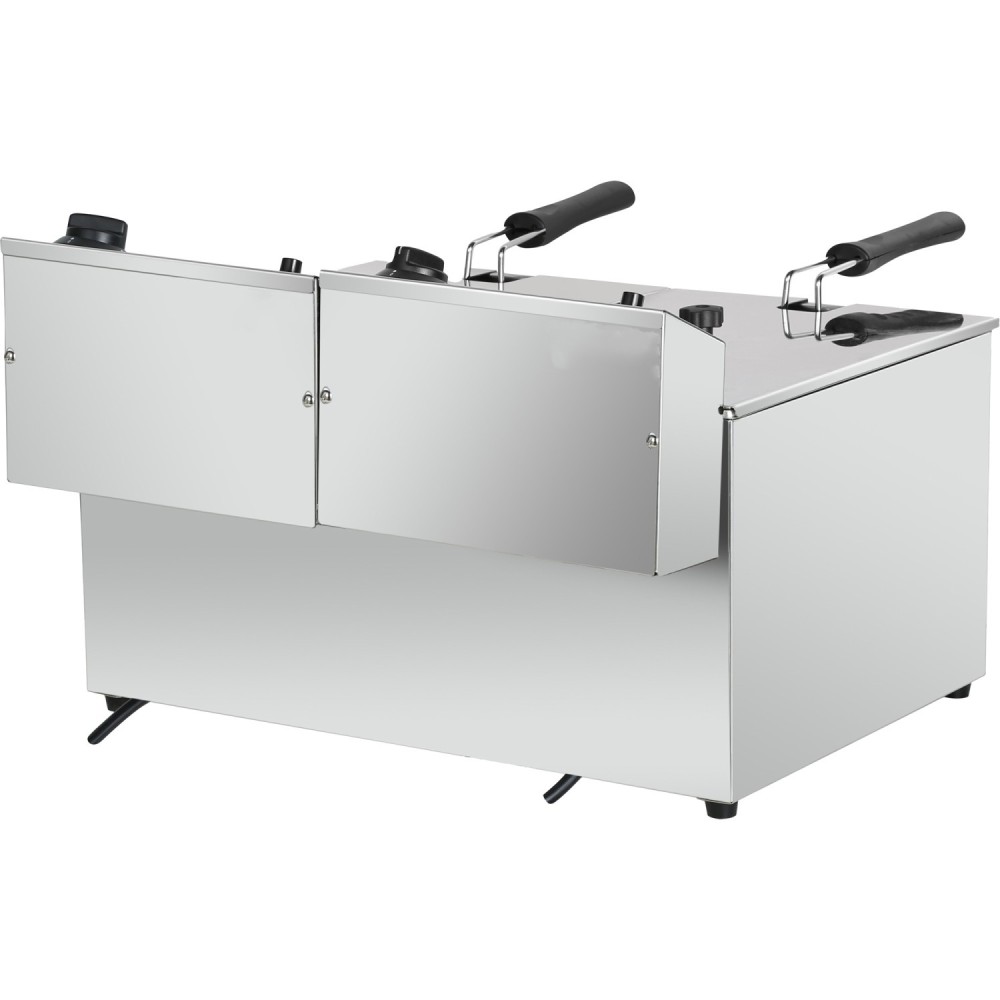 Commercial Electric Deep Fryer Countertop Double Tank 2x8 Litres 530x450x360mm | Stalwart DA-AFR004