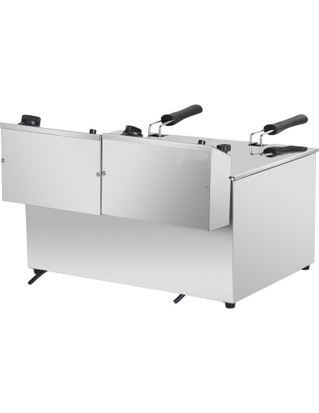 Commercial Electric Deep Fryer Countertop Double Tank 2x8 Litres 530x450x360mm | Stalwart DA-AFR004